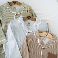 (18M-5Y) Bộ dài tay cài giữa Pijama mặc ở nhà, đồ ngủ BU Baby Siro BSR1102PJ | Quần áo Bubaby chính hãng