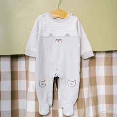 (NB-3M) Body dài tay cài chéo Thu đông Bubaby Cotton BCT210801| Quần áo Bubaby chính hãng