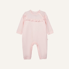 (1M-9M) Body dài tay cài vai Bèo ngực Bé gái Bubaby Bambus BBB2101BN | Body BU chính hãng