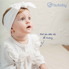 ( 1M-12M) Body dài tay cài giữa bèo ngực bé gái Iconic 1 BU Baby Cotton BCT215900| Quần áo Bubaby chính hãng