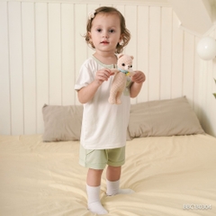 (6M-5Y) Bộ ngắn tay cổ trụ BU Bamboo Cotton BBC130304 | Quần áo Bubaby chính hãng
