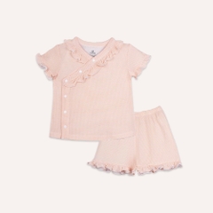 (6M-18M) Bộ ngắn tay cài chéo Pijama mặc ở nhà, đồ ngủ bé gái BU Baby BSR1308BG| Quần áo bubaby chính hãng