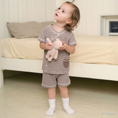 (6M-18M) Bộ ngắn tay cài chéo Pijama mặc ở nhà, đồ ngủ cho bé BU SIro BSR1308PJ | Quần áo Bubaby chính hãng