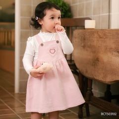 (12M-5Y) Váy liền dài tay bèo cổ + Váy Yếm Thu nhẹ cho bé gái Bubaby Cotton BCT513300 | Quần áo BU Chính hãng