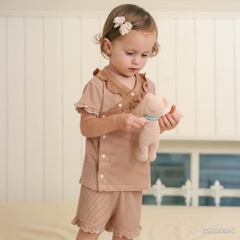 (6M-18M) Bộ ngắn tay cài chéo Pijama mặc ở nhà, đồ ngủ bé gái BU Baby BSR1308BG| Quần áo bubaby chính hãng