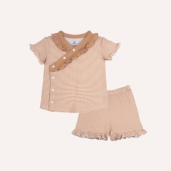 (6M-18M) Bộ ngắn tay cài chéo Pijama mặc ở nhà, đồ ngủ bé gái BU Baby BSR1308BG| Quần áo bubaby chính hãng