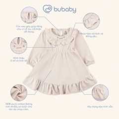 (12M-5Y) Váy liền dài tay bèo cổ + Váy Yếm Thu nhẹ cho bé gái Bubaby Cotton BCT513300 | Quần áo BU Chính hãng