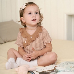 (6M-18M) Bộ ngắn tay cài chéo Pijama mặc ở nhà, đồ ngủ bé gái BU Baby BSR1308BG| Quần áo bubaby chính hãng