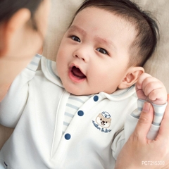 (0-12M) Body dài tay Bubaby cổ thủy thủ BuBu Cotton, bộ liên dài tay phong cách hàn quốc | PCT215300