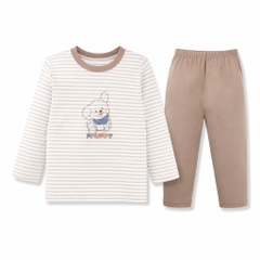 (6M-5Y) Bộ dài tay cổ tròn BUBABY Vải  Mềm mát Signature Cao Cấp Cho Bé