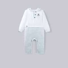 (0-12M) Body dài tay Bubaby cổ thủy thủ BuBu Cotton, bộ liên dài tay phong cách hàn quốc | PCT215300