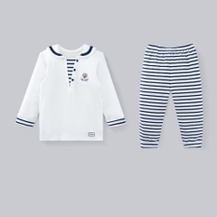 (6M-5Y) Bộ quần áo Bubaby thủy thủ dài tay BuBu cho bé trai bé gái BU Baby Cotton PCT115300