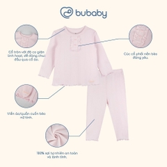 (6M-5Y) Bộ dài tay cổ trụ bèo Thu êm Bubaby Siro Jacquard BU Baby BSR110306 | Quần áo BU Baby chính hãng