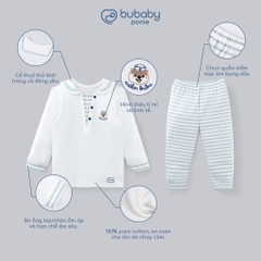 (6M-5Y) Bộ quần áo Bubaby thủy thủ dài tay BuBu cho bé trai bé gái BU Baby Cotton PCT115300