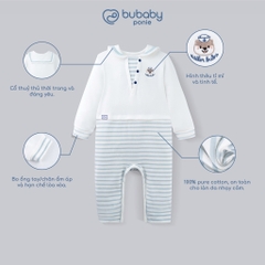 (0-12M) Body dài tay Bubaby cổ thủy thủ BuBu Cotton, bộ liên dài tay phong cách hàn quốc | PCT215300