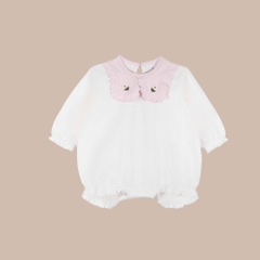 (1M-9M) Body chip dài tay Thu êm bèo cổ Jacquard Bubaby Siro BSR213300 | Body BU Baby chính hãng