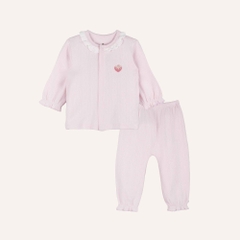 (1M-12M) Bộ dài tay cài giữa bèo cổ mùa Thu êm Siro Jacquard BU Baby BSR110210 | Quần áo chính hãng