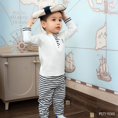 (6M-5Y) Bộ quần áo Bubaby thủy thủ dài tay BuBu cho bé trai bé gái BU Baby Cotton PCT115300
