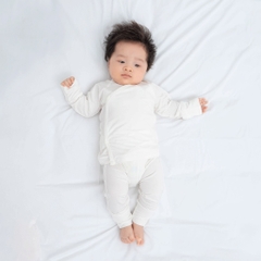 BU Baby (NB-6M) Bộ dài tay cài chéo Bao tay chân Lật Bambus BBB110800 | Quần áo Chính hãng
