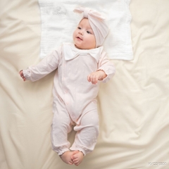 BU Baby (0M-6M) Bodysuit dài tay cài chéo nơ xinh bé gái Viscose Cotton KVC210830 | Body Chính hãng