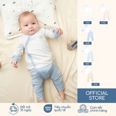 BU Baby (NB-3M) Bộ dài tay cài chéo vải tre kháng khuẩn Bambus SBB110800 | Quần áo Chính hãng
