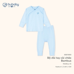 BU Baby (NB-6M) Bộ dài tay cài chéo Bao tay chân Lật Bambus BBB110800 | Quần áo Chính hãng