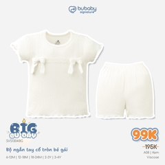 (6M-5Y-Nhiều mẫu) Bộ quần áo ngắn tay cổ tròn - Bé Gái - Bubaby