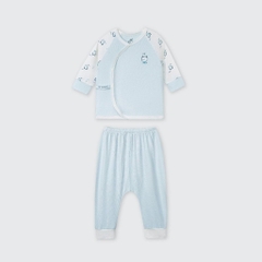 LaPom Bộ dài tay cúc lệch La Pomme phối họa tiết dễ thương - Đồ sơ sinh cho bé - Đồ sơ sinh bé trai bé gái