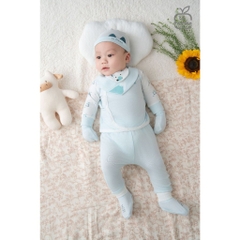 LaPom Bộ dài tay cúc lệch La Pomme phối họa tiết dễ thương - Đồ sơ sinh cho bé - Đồ sơ sinh bé trai bé gái