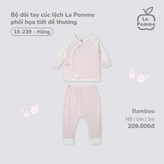 LaPom Bộ dài tay cúc lệch La Pomme phối họa tiết dễ thương - Đồ sơ sinh cho bé - Đồ sơ sinh bé trai bé gái