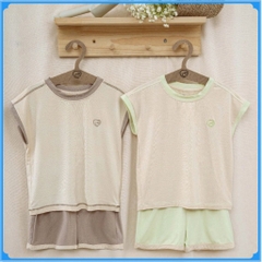 (6M-5Y) Bộ ngắn tay chờm vai cổ tròn Bambus - BBB130403 | Quần áo BU Baby chính hãng