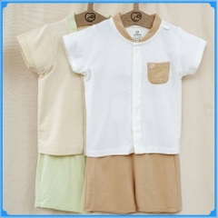 (1M-9M) Bộ ngắn tay cài giữa cổ tàu Bambus - BBB130205 | Quần áo BU Baby chính hãng