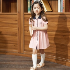 (6M-2Y) Váy ngắn tay cổ Polo cúc giữa BuBaby cho bé chất liệu sợi tre và bông hữu cơ - Váy Bu baby Ponie BPN5303SN