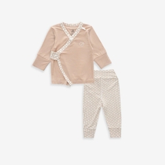 (0-3M) Bộ dài tay cài chéo Bu Baby BBB1108IN Bambus Iconic 2 sợi tre mềm mát, kháng khuẩn, kiểm soát nhiệt độ