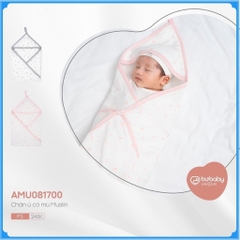 Chăn Ủ cho bé chất liệu sợi Muslin mềm mại, thiết kế có mũ ấm áp AMU081700 - BU Baby chăn ủ