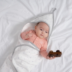 Chăn Ủ cho bé chất liệu sợi Muslin mềm mại, thiết kế có mũ ấm áp AMU081700 - BU Baby chăn ủ