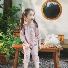 (12M-5Y) Bộ tay lỡ cổ tròn Slub cotton cho bé  bé gái - Pure Cotton BCT120401 | Quần áo BU Baby chính hãng