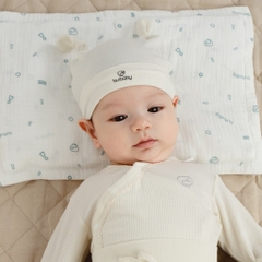 Mũ Sơ Sinh cho bé trơn tai thỏ, chất liệu Siro Cotton BuBaby ASR190001 | Phụ kiện BuBaby chính hãng