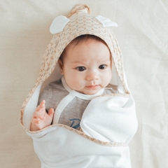 Khăn quấn đa năng tai gấu chui đầu cho bé sơ sinh mềm mại - BU Terry Cotton ATR590001 - khăn bu baby