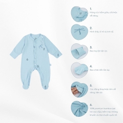 (NB-3M) Bodysuit dài tay liền tất sợi tre BBB2102LT Dona - Bambus - Quần áo BU Baby - Bubaby sơ sinh