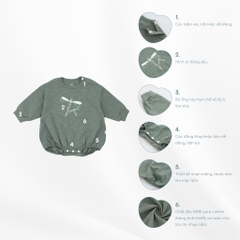 (1M-12M) Bộ đồ liên thân dài tay cài vai BCT210101 Pure Cotton Dona cho bé sơ sinh  - | Quần áo BU Baby