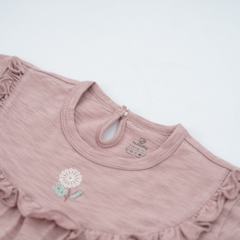 (12M-5Y) Bộ ngắn tay cài sau BCT1310BN Bèo ngực Cotton Slub Mimo cho bé gái  - Quần áo BU Baby chính hãng