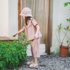 (12M-5Y) Bộ ngắn tay cài sau BCT1310BN Bèo ngực Cotton Slub Mimo cho bé gái  - Quần áo BU Baby chính hãng