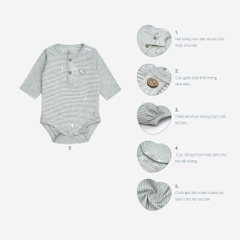 Body chip bé trai, bé gái 3-12M, chất liệu siro cotton BU Baby BSR220300 | Quần áo Bubaby chính hãng