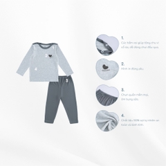 (6M-5Y) Bộ dài tay cài vai BSR110101 Siro - Bu baby cho bé gái - Bu baby cho bé trai - Quần áo Bu baby