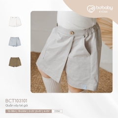 (2Y-5Y) Quần yếm đùi kaki cạp chun cho bé gái  - Kaki BCT103101 - Bu baby bé gái - Quần áo BuBaby chính hãng