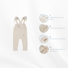 (6M-18M) Quần yếm dài Bèo đai BSR4163ST Siro Stripy cho bé - Bu baby sơ sinh - Quần áo BU Baby chính hãng