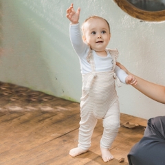 (6M-18M) Quần yếm dài Bèo đai BSR4163ST Siro Stripy cho bé - Bu baby sơ sinh - Quần áo BU Baby chính hãng