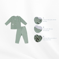 (0-9M) Bộ dài tay cài giữa BSR110204 Siro cho bé sơ sinh - BU Baby sơ sinh - Quần áo Bu baby