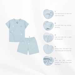 Bộ quần áo ngắn tay cài chéo Twinkle BuBaby cho bé chất liệu sợi tre - Bambus BBB130801 | Quần áo chính hãng